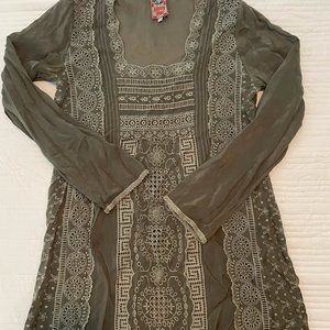 Johnny Was Long Sleeve Olive Dress